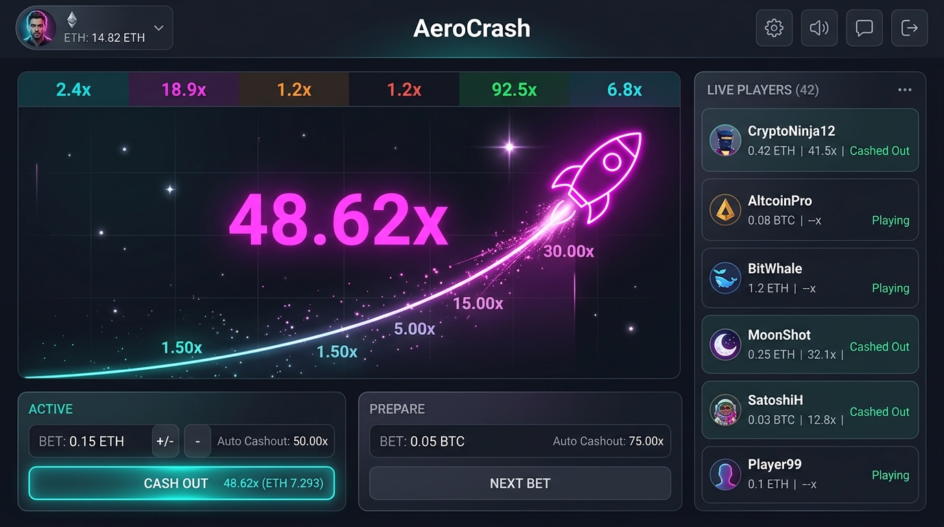 AeroCrash Provably Fair & Fast Games Engine
