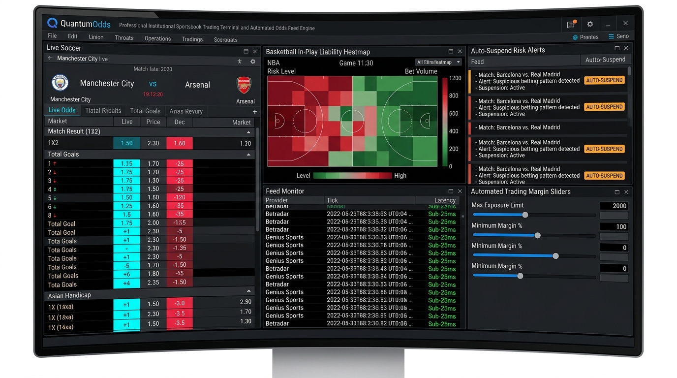QuantumOdds Automated Sportsbook Trading & Odds Engine Interface