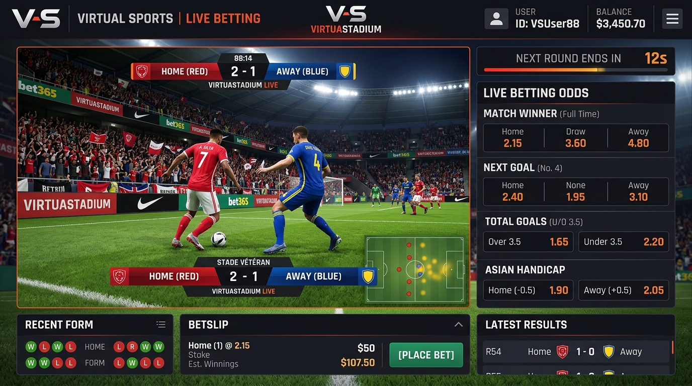 VirtuaStadium 3D Virtual Sports & Instant Betting Engine Interface